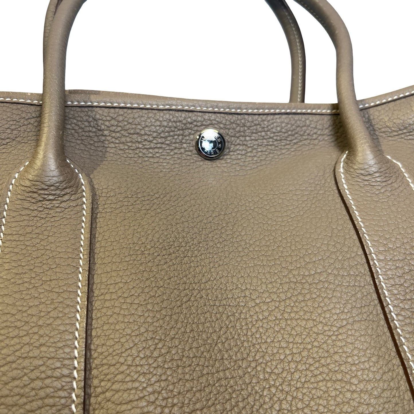 Used HERMES Leather Garden Party Tote Bag Brown