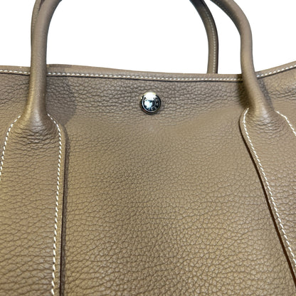 Used HERMES Leather Garden Party Tote Bag Brown