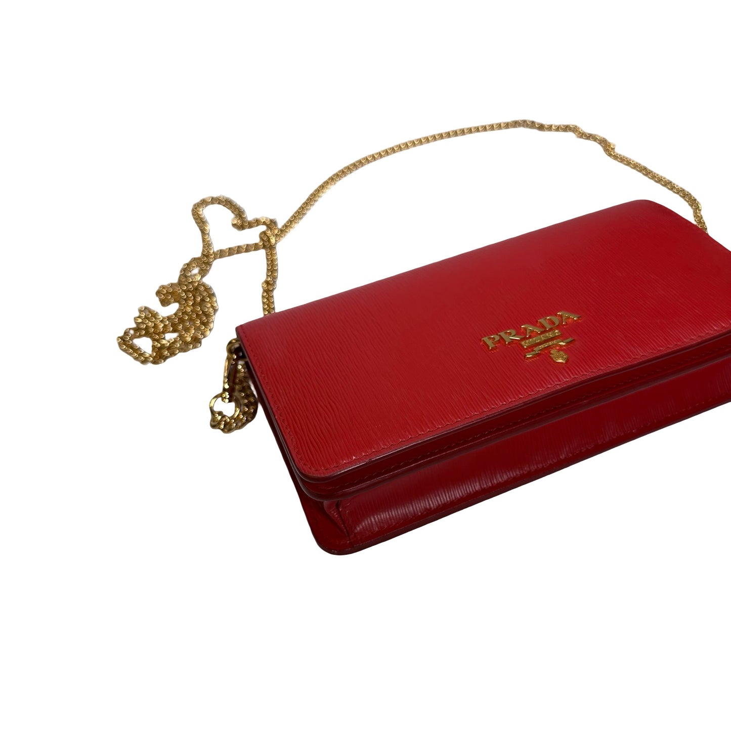 Used PRADA Vitello Move Staffing Woc Wallet on chain Red
