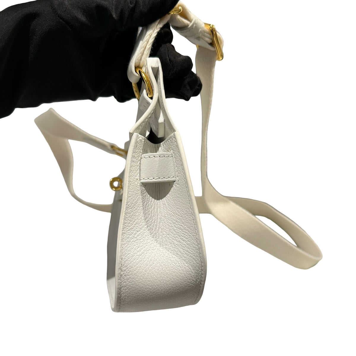Used HERMES Evercolor Mini Jypsiere Cross body bag White GHW