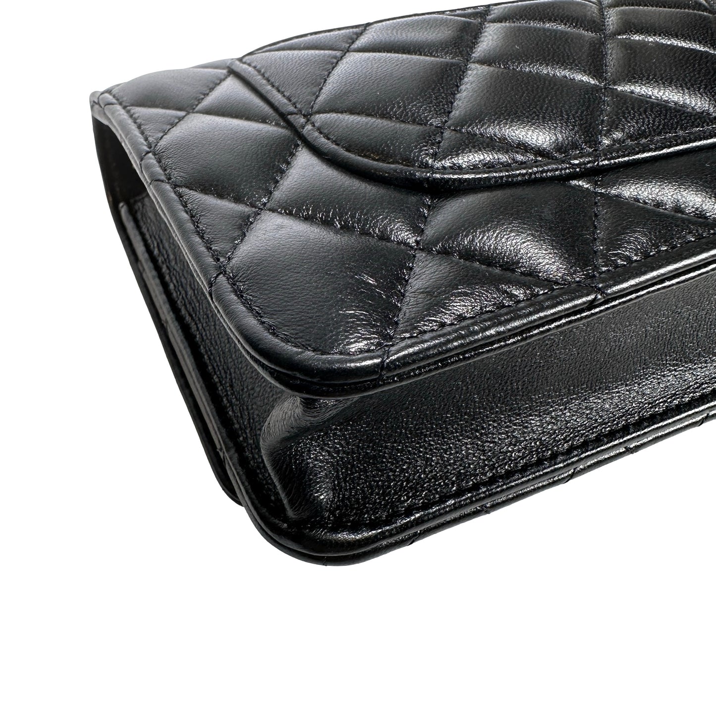 Used CHANEL Quilted Lambskin Wallet on chain Wallet on chain Black GHW