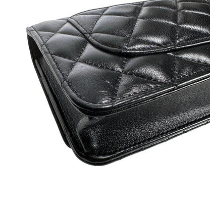 Used CHANEL Quilted Lambskin Wallet on chain Wallet on chain Black GHW