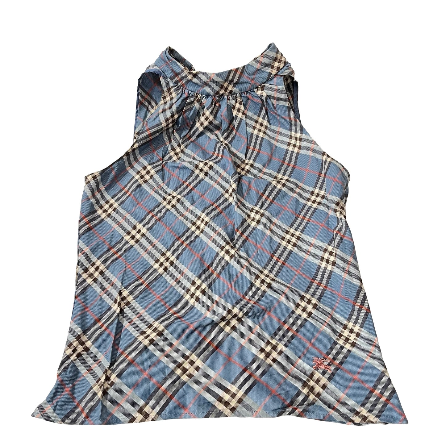 Used Burberry Cotton Blue格仔 Top Blue