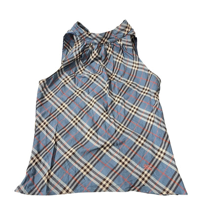 Used Burberry Cotton Blue格仔 Top Blue