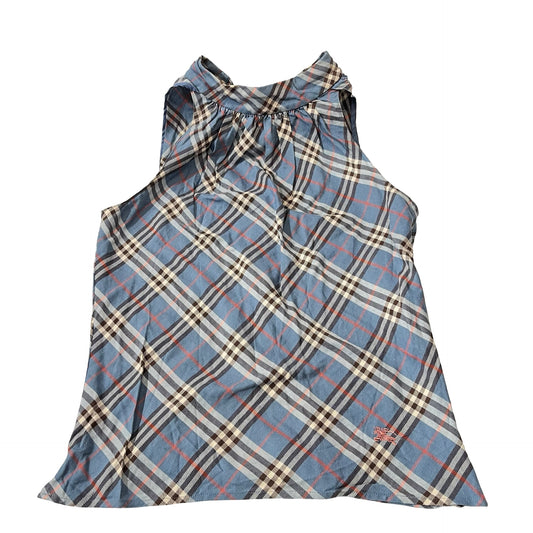 Used Burberry Cotton Blue格仔 Top Blue