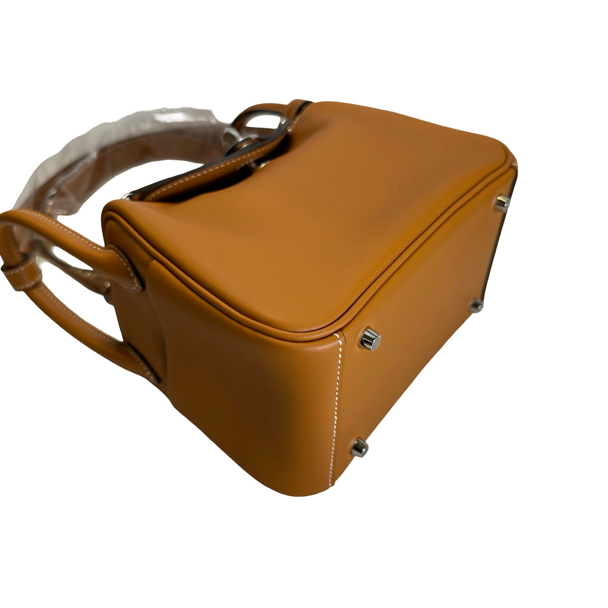 Brand New HERMES Swift Mini Lindy Shoulder Bag Toffee PHW