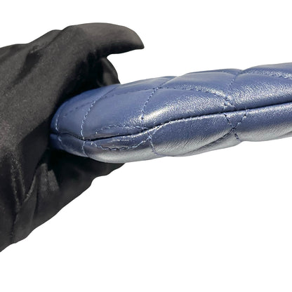 Used CHANEL Quilted Leather Boy Chanel Pouch Pouch Navy