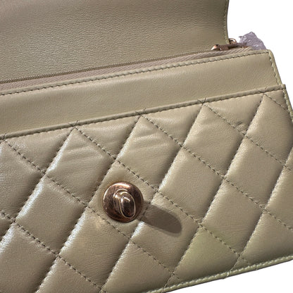 Used CHANEL Lambskin Leather MINI WOC Cross Body Bag GHW Green
