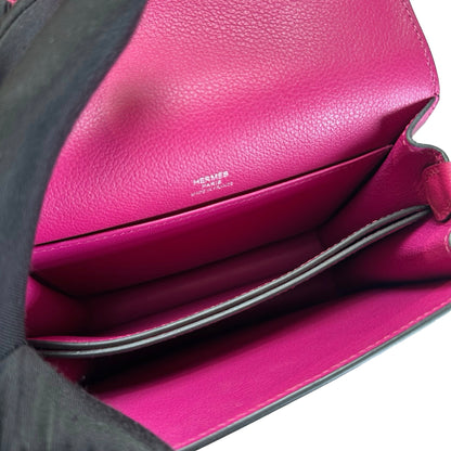 Used HERMES Leather Mini Roulis Crossbody Bag Purple PHW