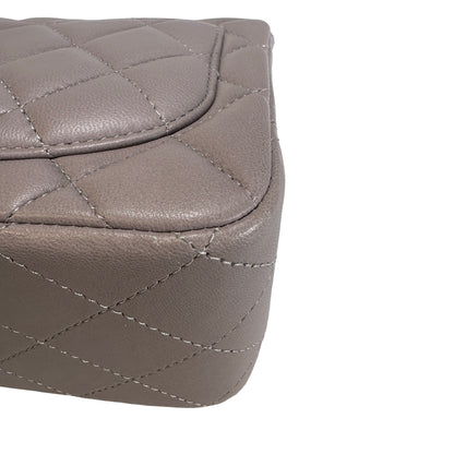 Used CHANEL Lambskin Classic Flap Bag Cross body bag Grey PHW