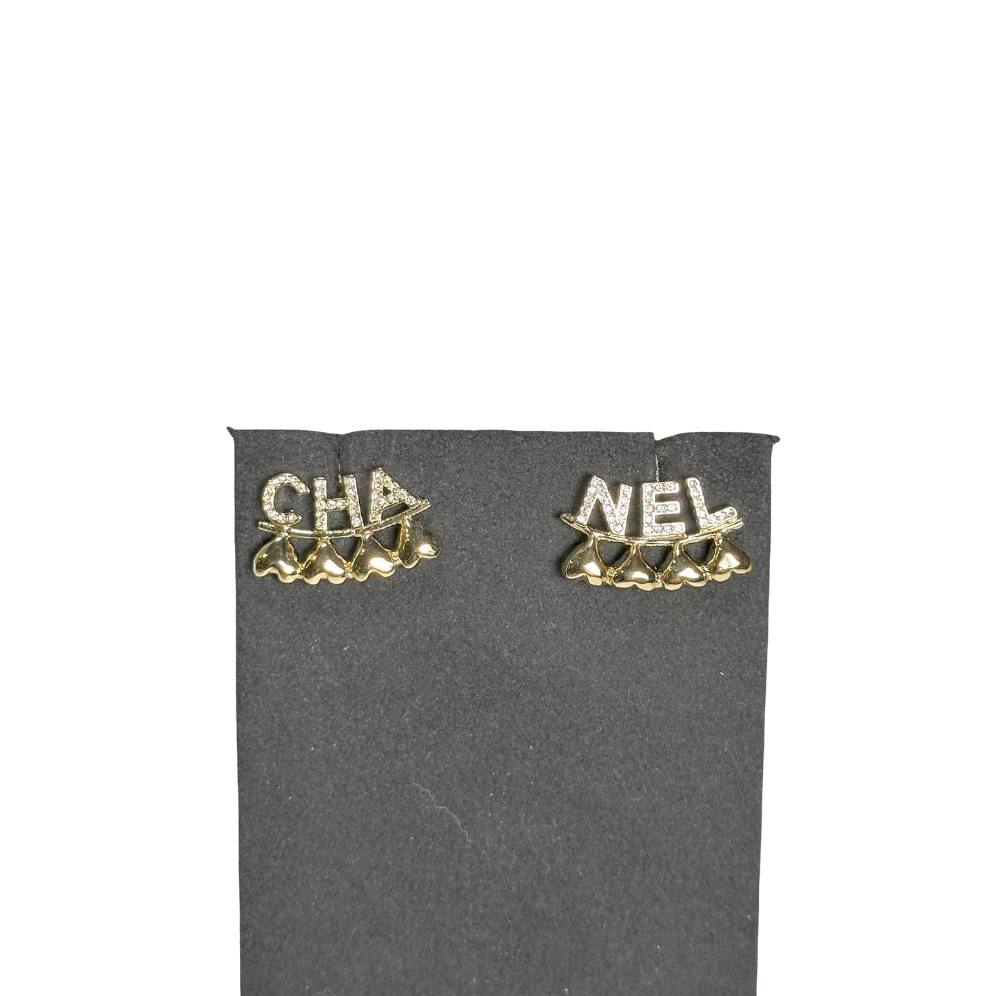Used CHANEL Gold plating Earrings Heart CC Logo Earrings GHW