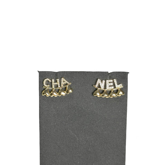 Used CHANEL Gold plating Earrings Heart CC Logo Earrings GHW