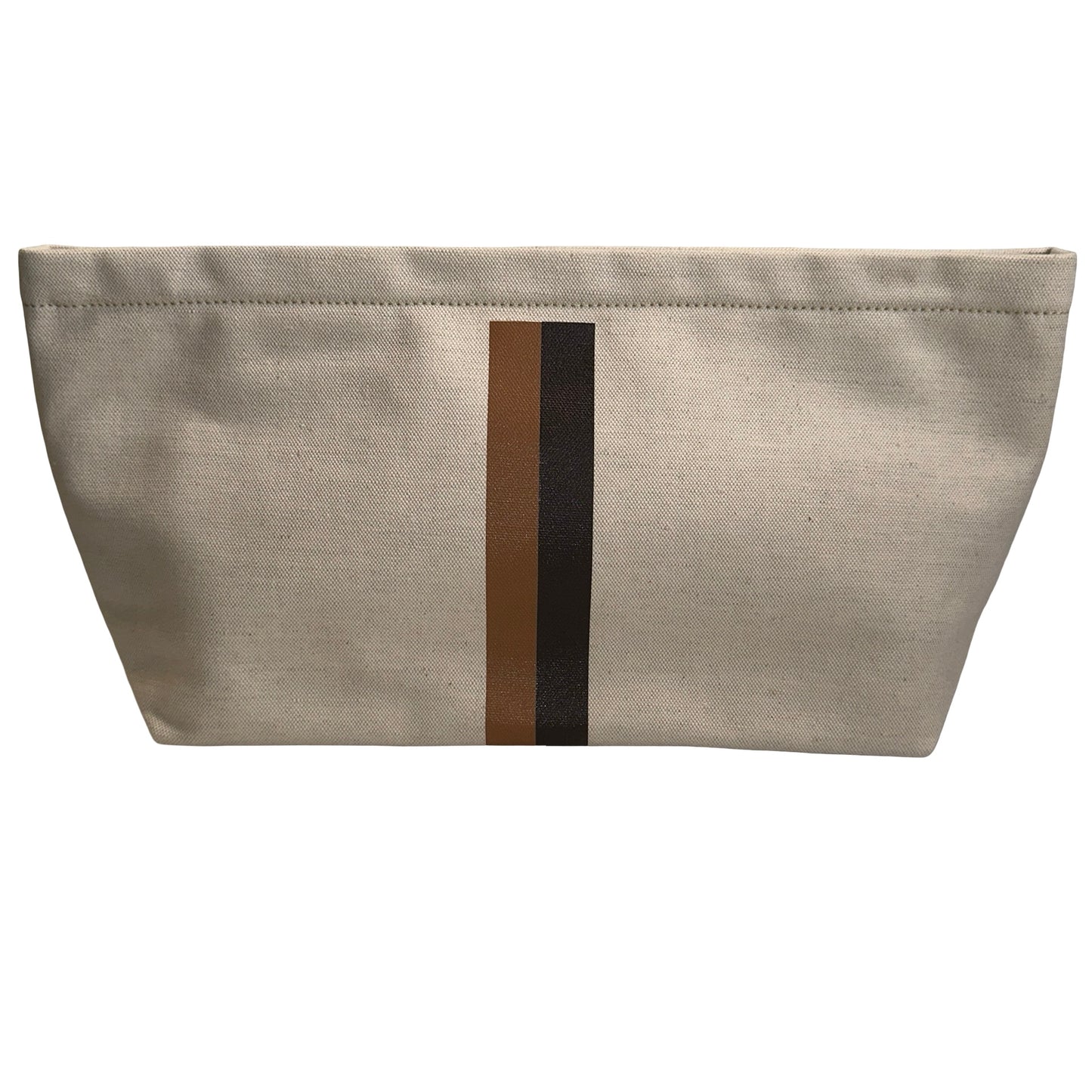 GOYARD Logo Stripes Toiletries Bag Pouch Beige Brown Black