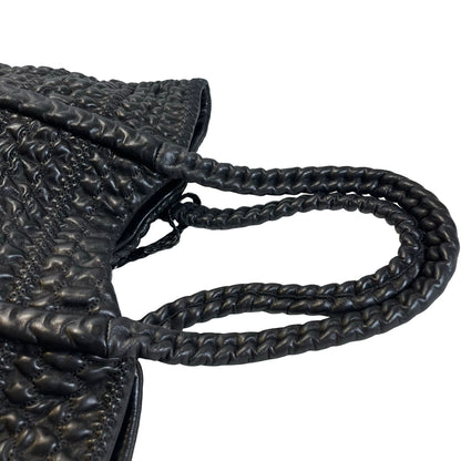 Used CHANEL Lambskin Tote Bag Tote Bag Black Silver