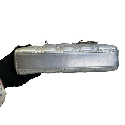Used DIOR Cannage Lady D-Joy Handbag Silver