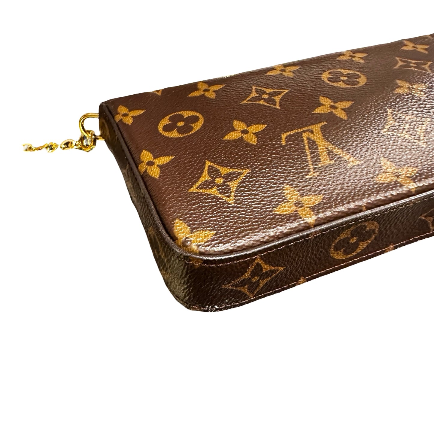Used LOUIS VUITTON Monogram Pochette Felicie Cross Body Bag Brown Pink GHW