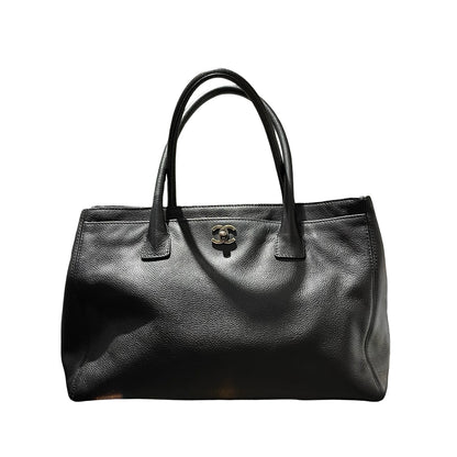 Used CHANEL Calfskin Leather Executive Tote Bag Black PHW