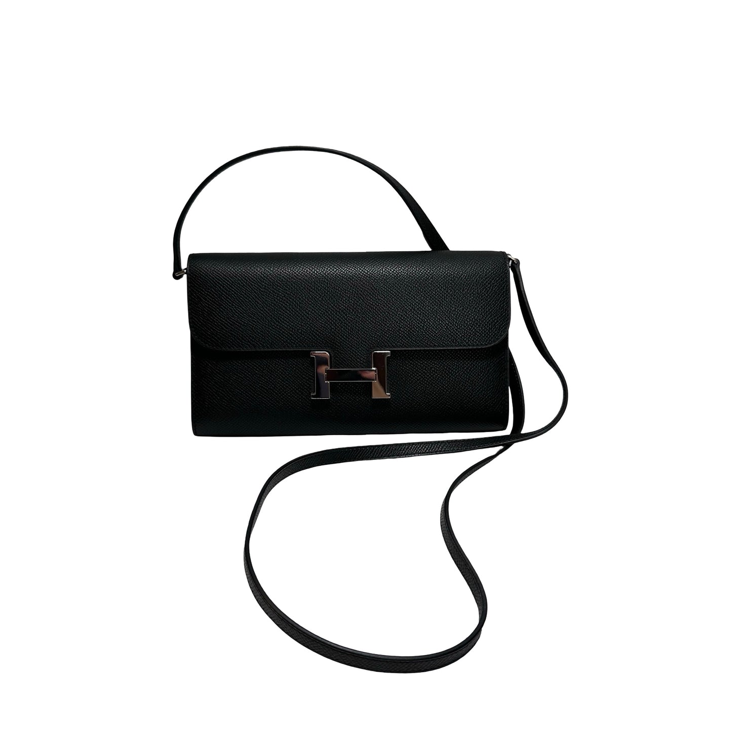 Used Hermès Calfskin Leather Constance to go Cross Body Bag PHW Black