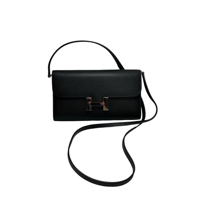 Used Hermès Calfskin Leather Constance to go Cross Body Bag PHW Black