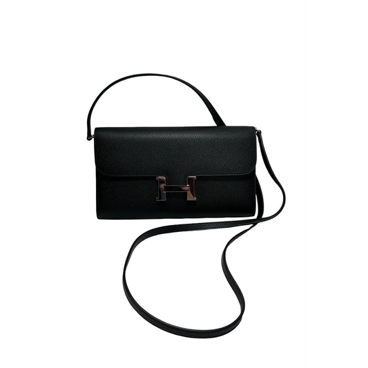Used Hermès Calfskin Leather Constance to go Cross Body Bag PHW Black