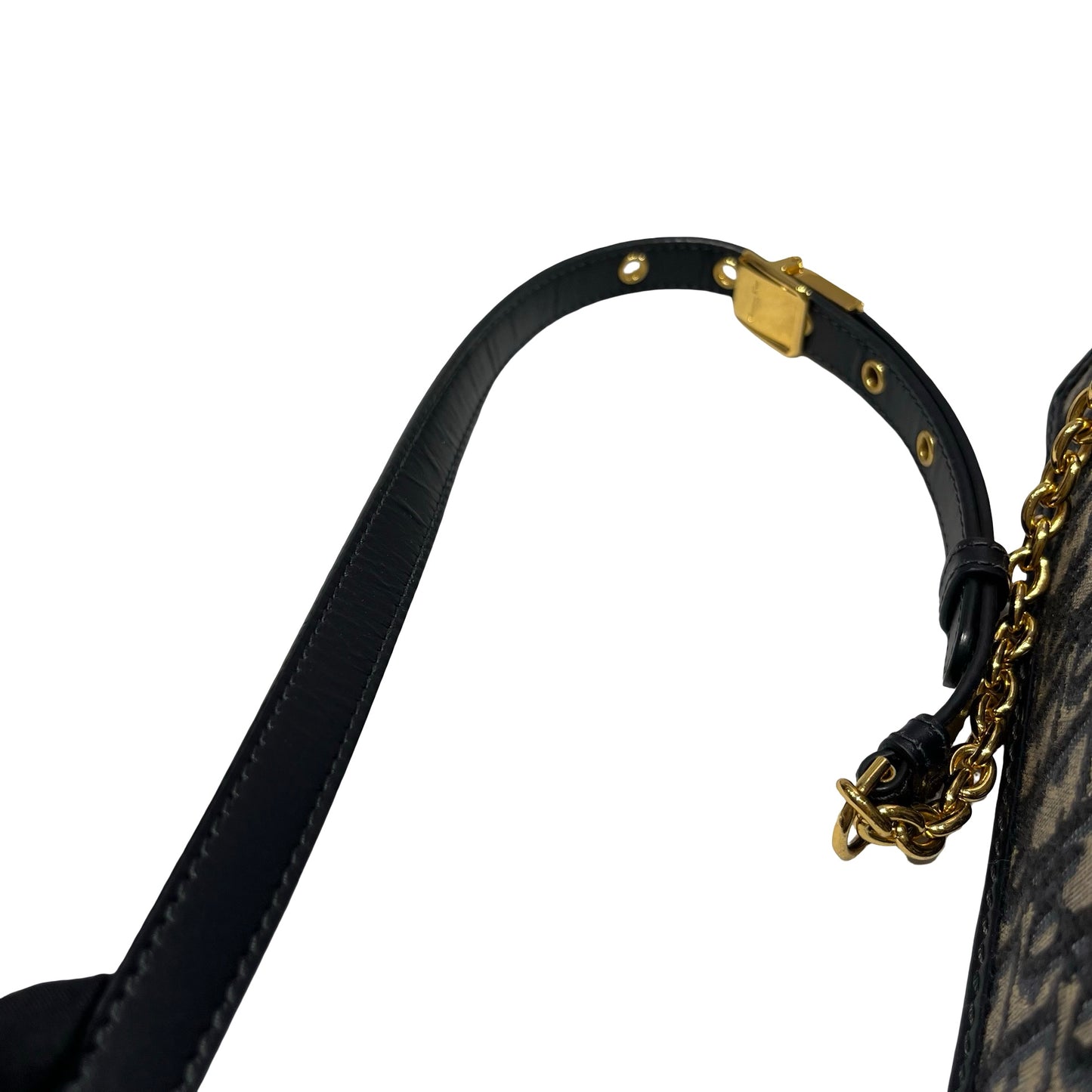 Used DIOR Montaige East West Cross Body Bag Oblique Navy Blue GHW