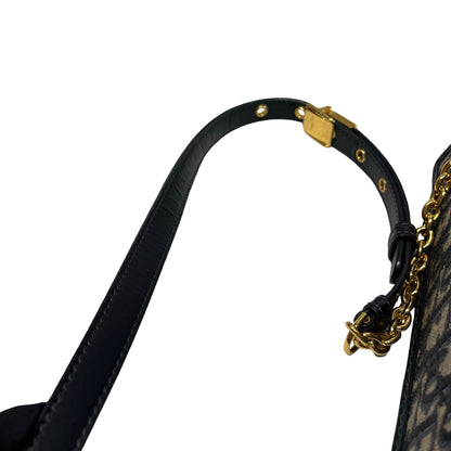 Used DIOR Montaige East West Cross Body Bag Oblique Navy Blue GHW