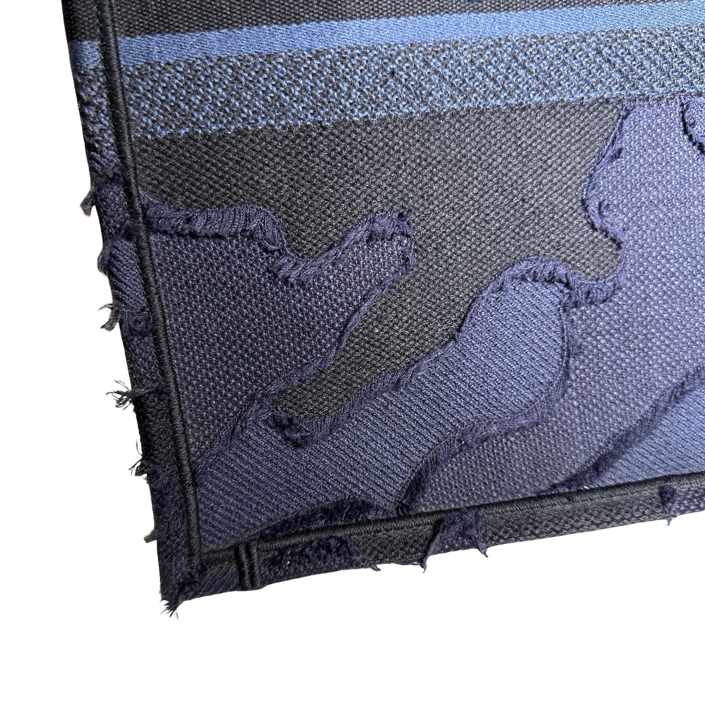 Used DIOR Camouflage Fringed Book Tote Blue Black