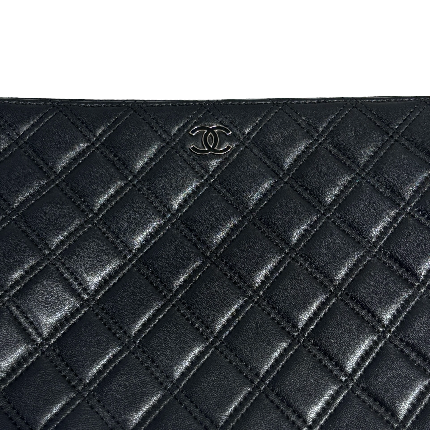 CHANEL BLACK LAMBSKIN CLUTCH PHW [20004170]
