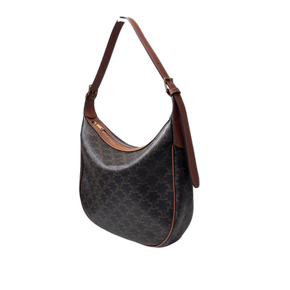 Used CELINE Canvas Heloise Triomphe Hobo Shoulder Bag Brown