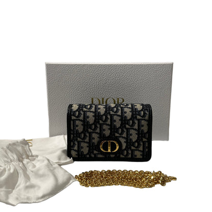 Used DIOR Canvas Mini Bag Navy Blue Beige