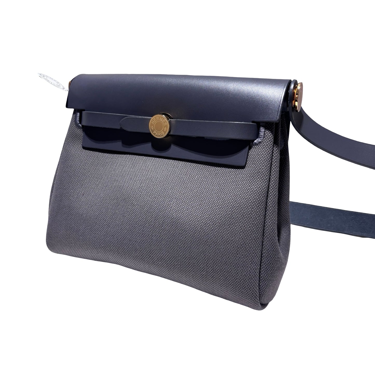 Unused HERMÈS Mini Herbag Two Way Shoulder Bag Grey GHW