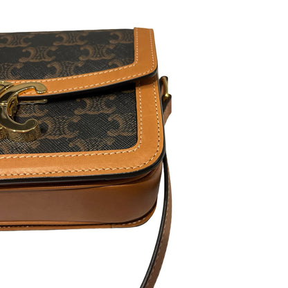 Used CÉLINE Triomphe Cross Body Bag Brown GHW