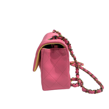 Used CHANEL Matelasse Lambskin Flap Bag Chain Shoulder Bag Pink