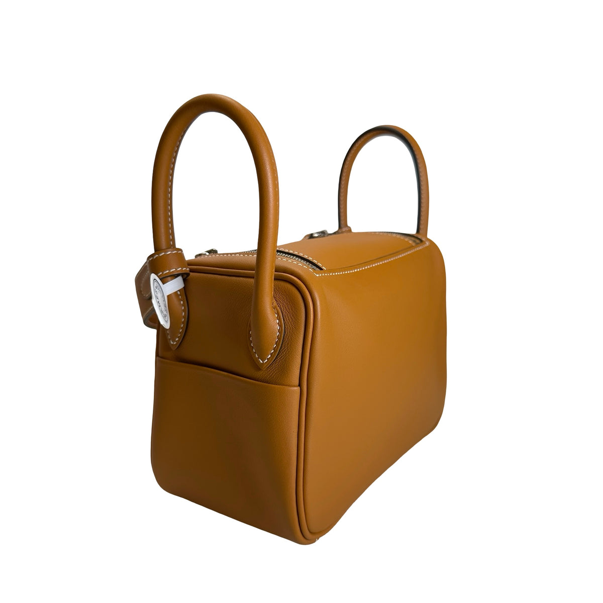 Brand New HERMES Swift Mini Lindy Shoulder Bag Toffee PHW