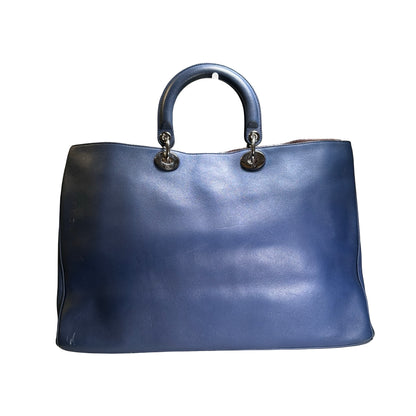 Used DIOR Leather Diorissimo Tote Bag Blue