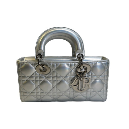 Used DIOR Cannage Lady D-Joy Handbag Silver