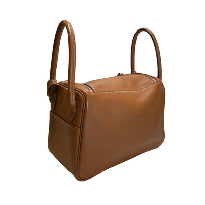 Used HERMES Leather Solid color Lindy 26 Handbag Gold PHW