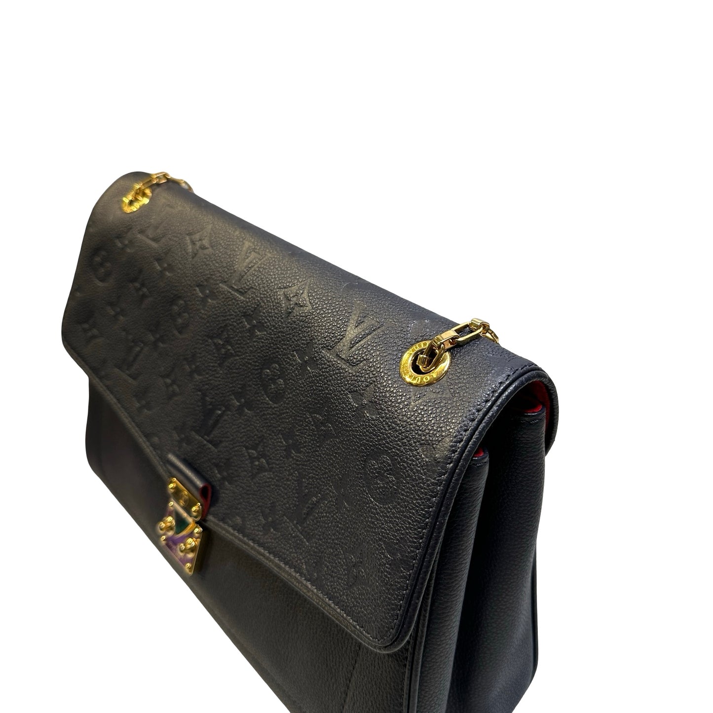 Used LOUIS VUITTON Monogram Empreinte Leather Pochette Metis Shoulder Bag Navy GHW