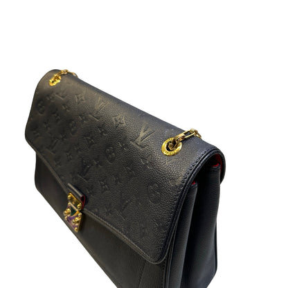 Used LOUIS VUITTON Monogram Empreinte Leather Pochette Metis Shoulder Bag Navy GHW