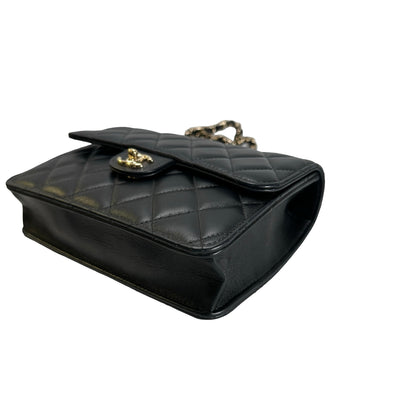 Used CHANEL Quilted Lambskin Trend CC Handbag Black Gold