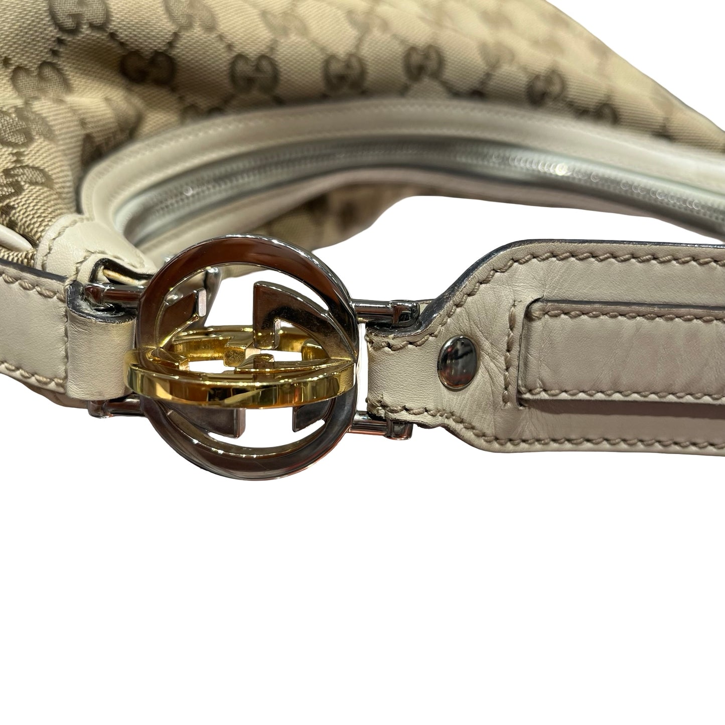 Used GUCCI Monogram Hobo Bag Beige Brown