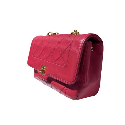 Used CHANEL Lambskin Leather Vintage Mini Bijoux Chain Flap Chain Shoulder Bag Pink GHW