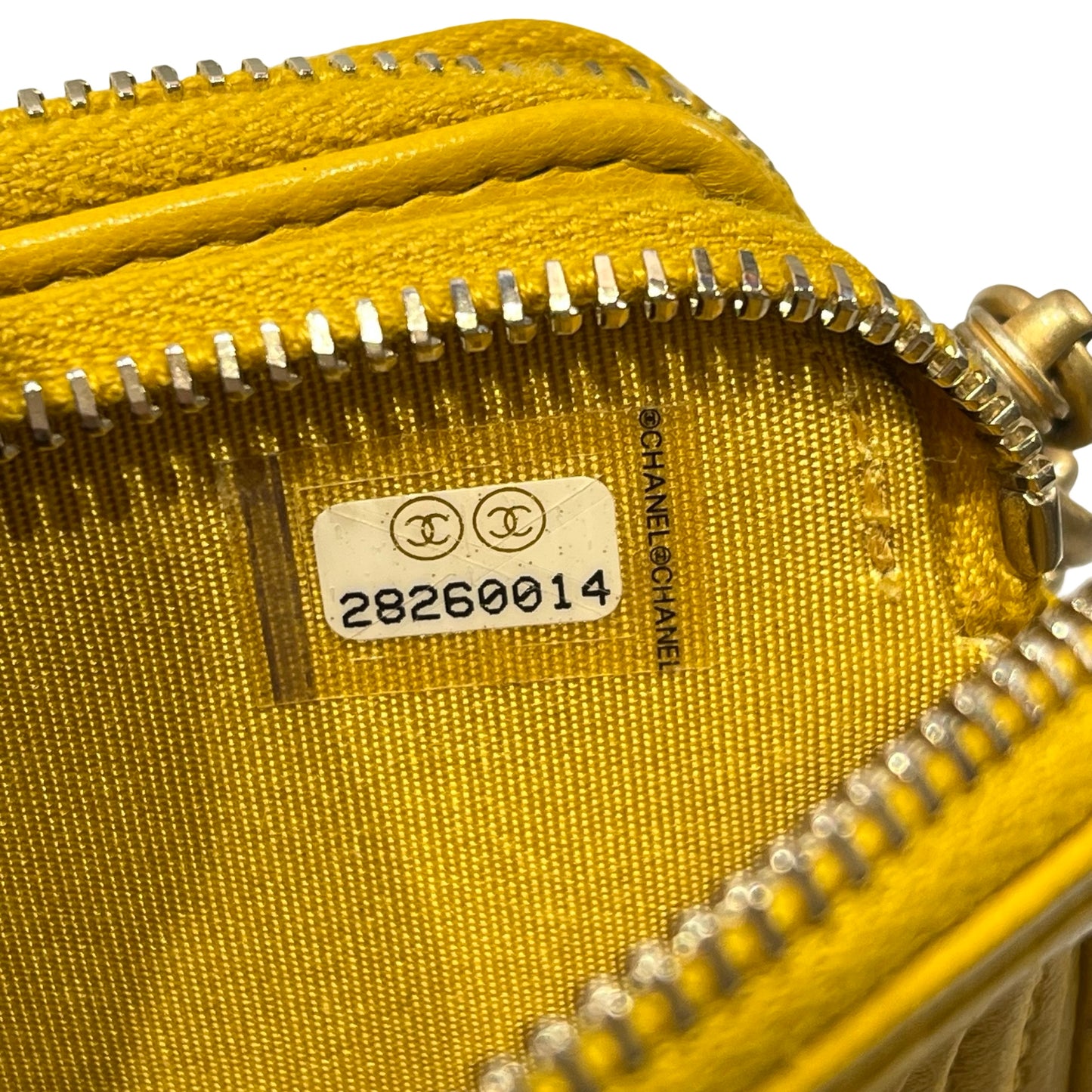 Used CHANEL Lambskin Leather Clutch Yellow GHW