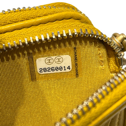 Used CHANEL Lambskin Leather Clutch Yellow GHW