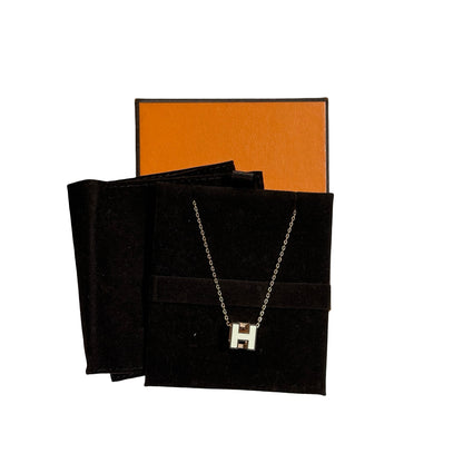Used HERMÈS H CUBE NECKLACE Accessories White GHW