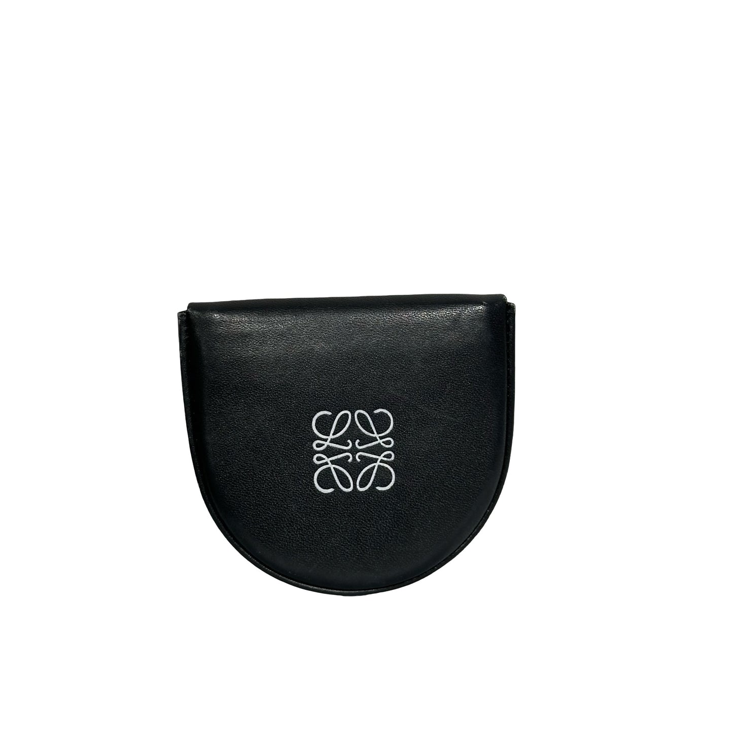 Used LOEWE Calfskin Leather Coin Purse Black