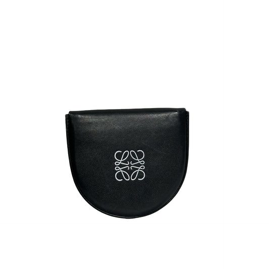 Used LOEWE Calfskin Leather Coin Purse Black