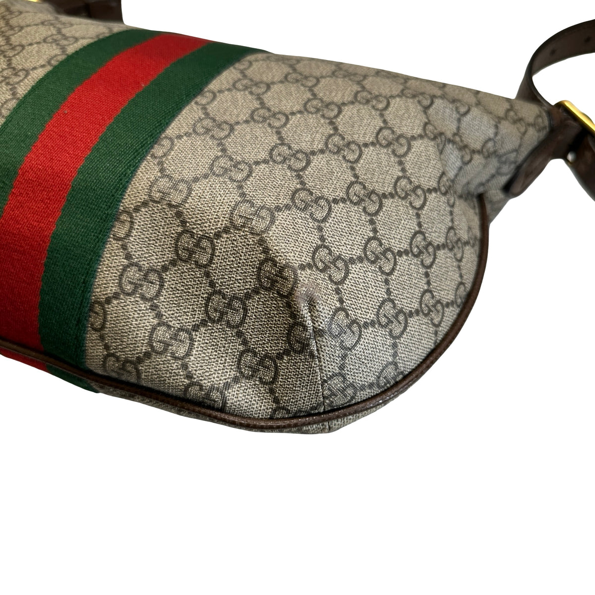 Used GUCCI GG Supreme Web Ophidia Shoulder Bag Beige Brown Green Red
