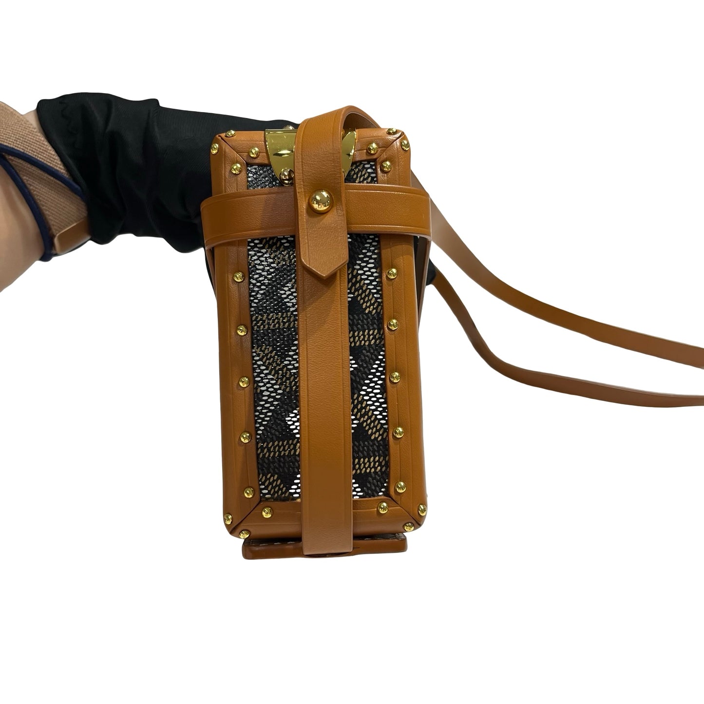 Used GOYARD Goyardine Minaudiere Crossbody Bag Black Brown