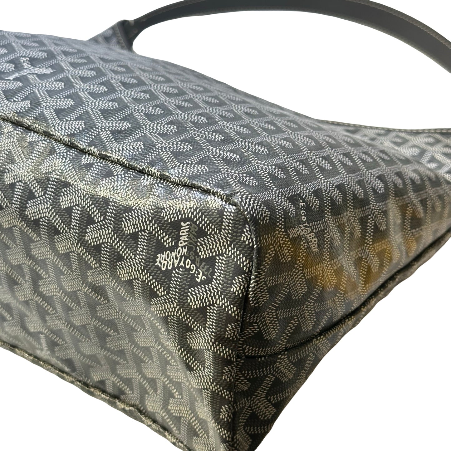 Used GOYARD Goyardine Canvas Rouette Hobo Bag Grey